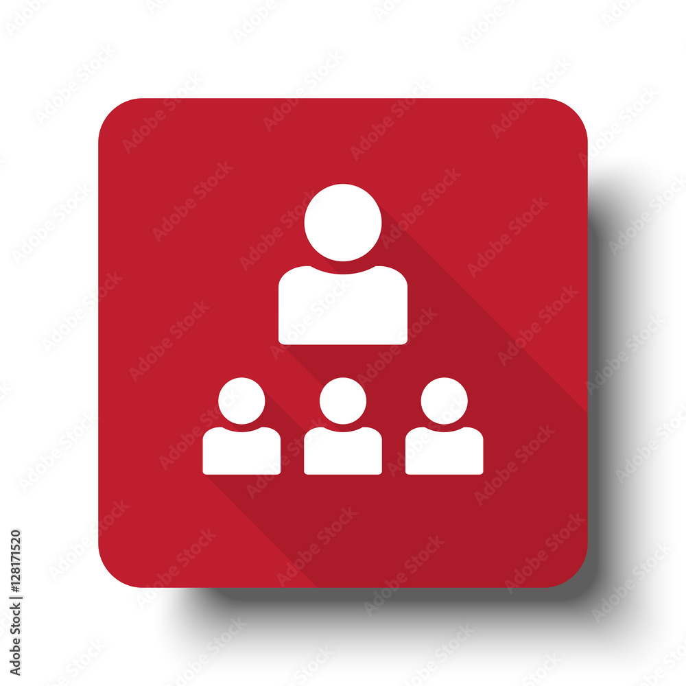 Wall mural flat organization web icon on red button with drop shadow