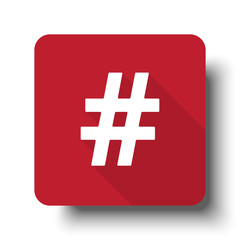 Obraz premium Flat Hashtag web icon on red button with drop shadow