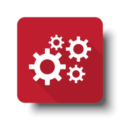 Flat Process web icon on red button with drop shadow
