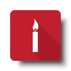 Flat Candle Light web icon on red button with drop shadow