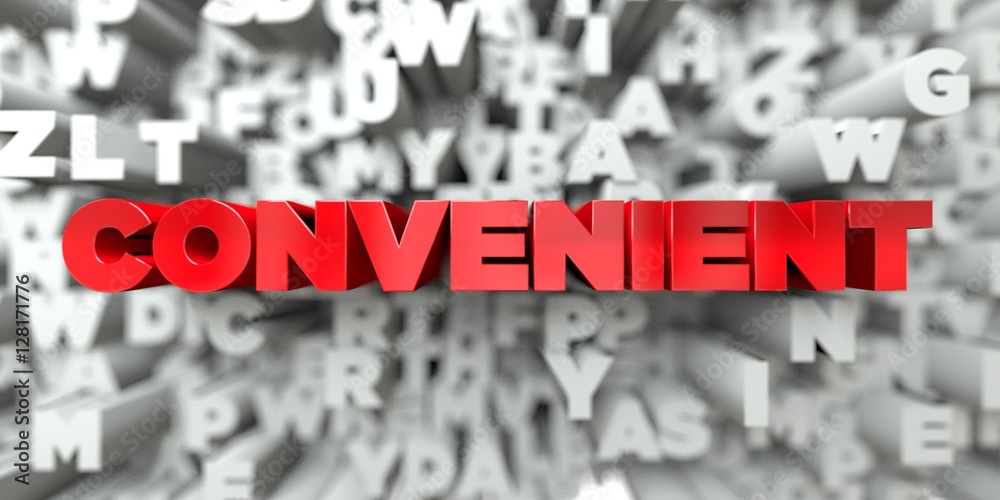 Fototapete convenient - red text on typography background - 3d rendered royalty free stock image. this image ca