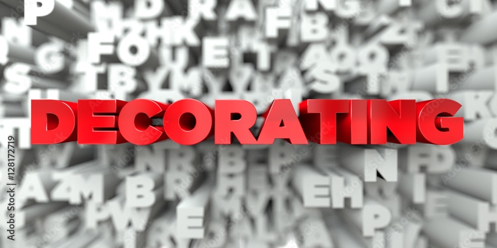 Fototapete decorating - red text on typography background - 3d rendered royalty free stock image. this image ca