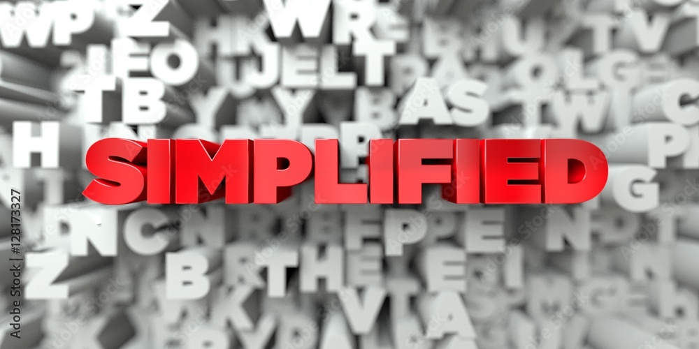 Fototapete simplified - red text on typography background - 3d rendered royalty free stock image. this image ca