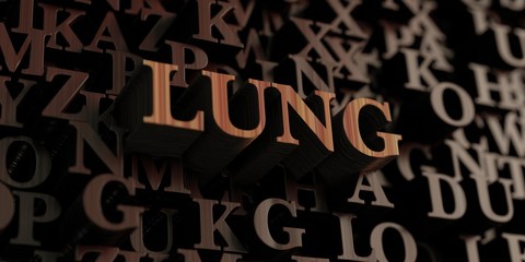 Lung - Wooden 3D rendered letters/message.  Can be used for an online banner ad or a print postcard.