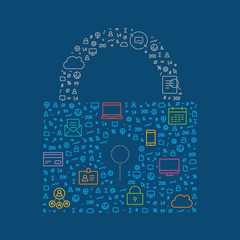 Business security symbol isolated on the dark blue background.