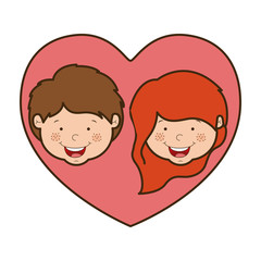 Boy and girl cartoon inside heart icon. Kid childhood little people and person theme. Isolated design. Vector illustration