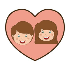 Boy and girl cartoon inside heart icon. Kid childhood little people and person theme. Isolated design. Vector illustration