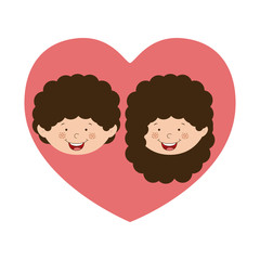 Boy and girl cartoon inside heart icon. Kid childhood little people and person theme. Isolated design. Vector illustration