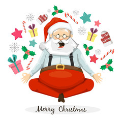 Santa Claus Yogi. Sitting in yoga posture