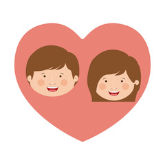Boy and girl cartoon inside heart icon. Kid childhood little people and person theme. Isolated design. Vector illustration