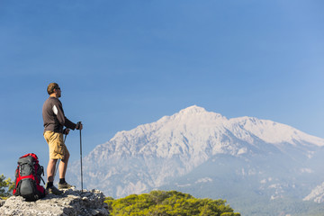 Naklejka premium Summer hiking in the mountains.