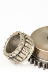 Car engine roller tensioner belt isolated