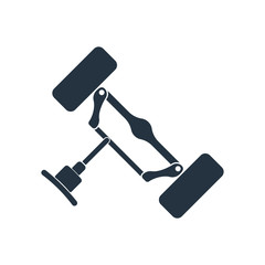 top steering rack, isolated icon on white background, auto servi