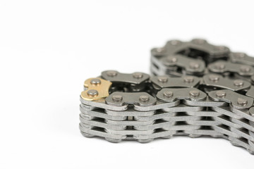 Closeup macro car engine timing chain