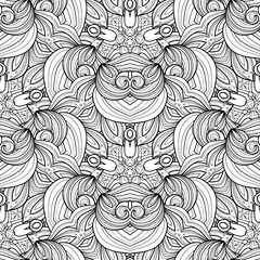 Vector Seamless Monochrome Ornate Pattern