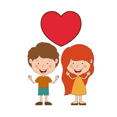 Boy and girl cartoon in love icon. Kid childhood little people and person theme. Isolated design. Vector illustration