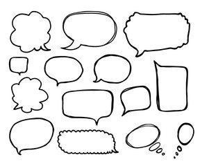 Obraz premium Speech or thought bubbles set. Cartoon doodle vector illustration