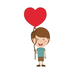 Boy cartoon with heart balloon icon. Kid childhood little people and person theme. Isolated design. Vector illustration