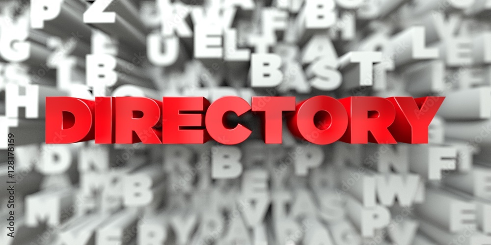 Fototapete directory - red text on typography background - 3d rendered royalty free stock image. this image can