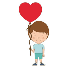 Boy cartoon with heart balloon icon. Kid childhood little people and person theme. Isolated design. Vector illustration