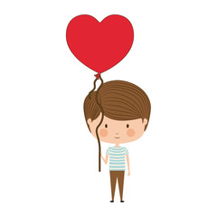 Boy cartoon with heart balloon icon. Kid childhood little people and person theme. Isolated design. Vector illustration