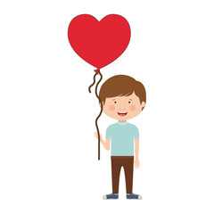 Boy cartoon with heart balloon icon. Kid childhood little people and person theme. Isolated design. Vector illustration