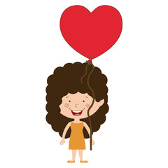Girl cartoon with heart balloon icon. Kid childhood little people and person theme. Isolated design. Vector illustration