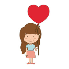 Girl cartoon with heart balloon icon. Kid childhood little people and person theme. Isolated design. Vector illustration