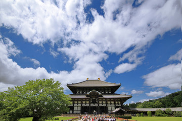 Fototapeta premium Tourist enjoy to visit Todiji temple in bright sky day.