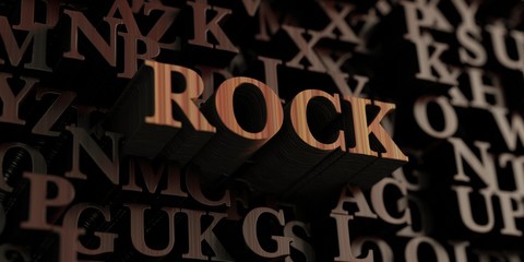Rock - Wooden 3D rendered letters/message.  Can be used for an online banner ad or a print postcard.