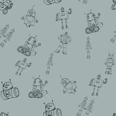 Robot doodles pattern.