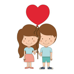 Boy and girl cartoon with heart balloon icon. Kid childhood little people and person theme. Isolated design. Vector illustration