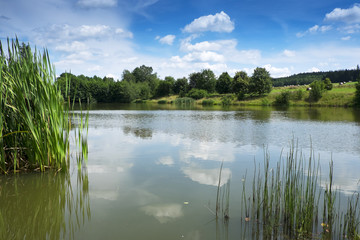 Rural landscape with lake