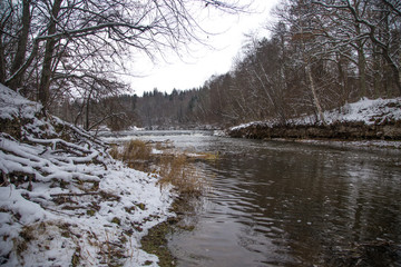 A beautiful winter scenery on the banks of river