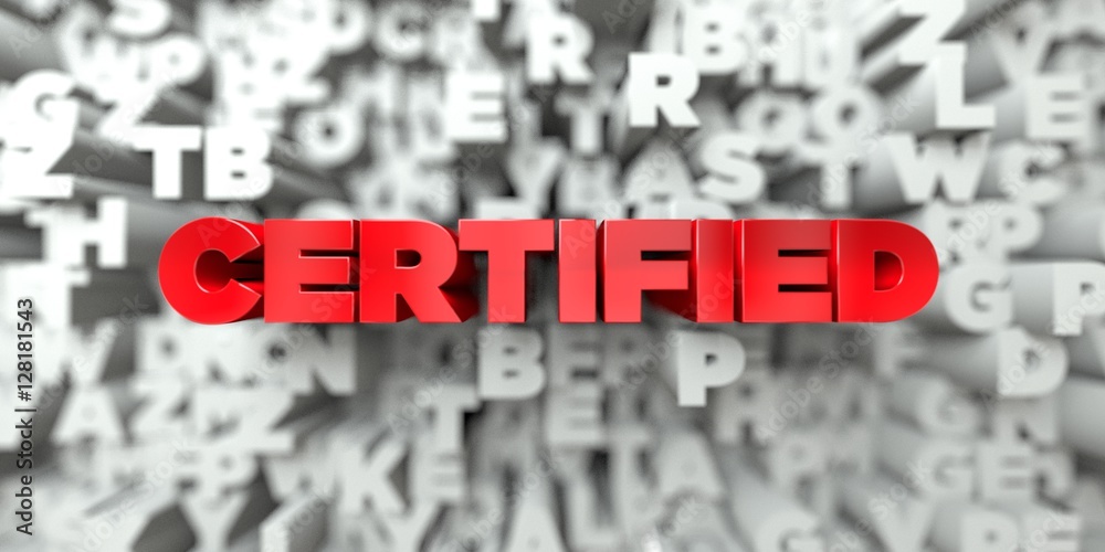 Fototapete certified - red text on typography background - 3d rendered royalty free stock image. this image can