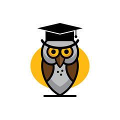 Flat education elements owl, diploma. Vector illustration.