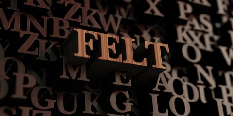 Felt - Wooden 3D rendered letters/message.  Can be used for an online banner ad or a print postcard.