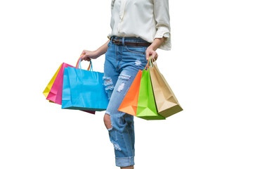 Beautiful woman with a lot of shopping bags