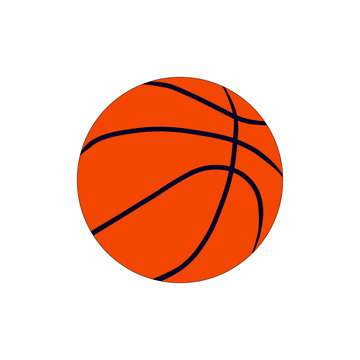  Orange basketball ball sport equipment competition sphere play game symbol flat vector illustration