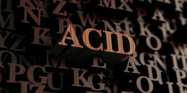 Acid - Wooden 3D rendered letters/message.  Can be used for an online banner ad or a print postcard.