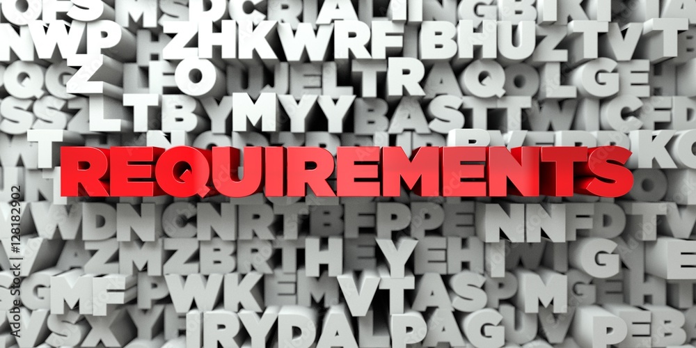 Fototapete requirements - red text on typography background - 3d rendered royalty free stock image. this image 