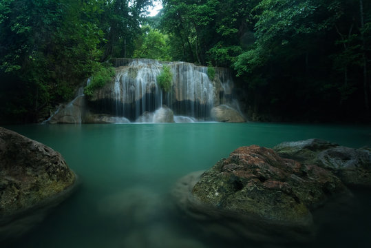 Beautiful and Breathtaking waterfall, Erawan's waterfall, Locate