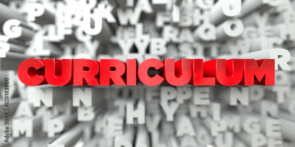 Fototapete curriculum - red text on typography background - 3d rendered royalty free stock image. this image ca