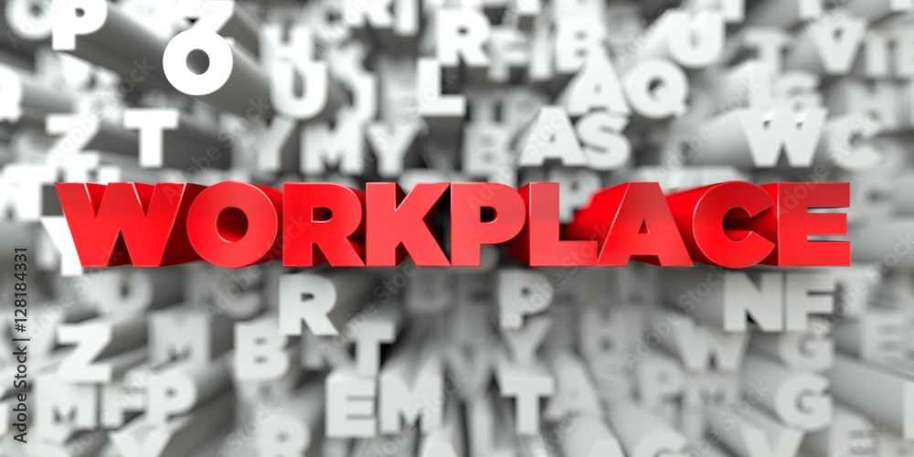 Fototapete workplace - red text on typography background - 3d rendered royalty free stock image. this image can