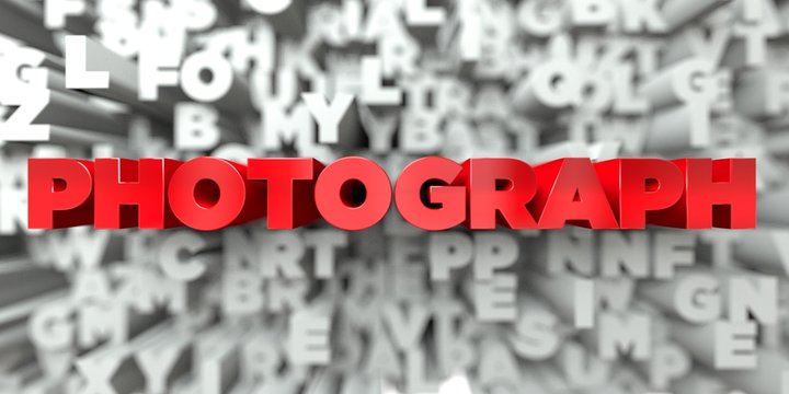 PHOTOGRAPH -  Red text on typography background - 3D rendered royalty free stock image. This image can be used for an online website banner ad or a print postcard.