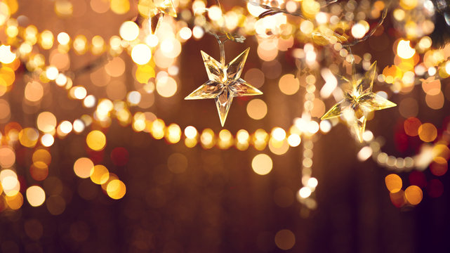 Christmas and New Year background with holiday decoration garland