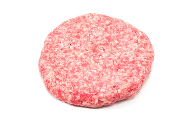 Raw hamburger isolated on white background