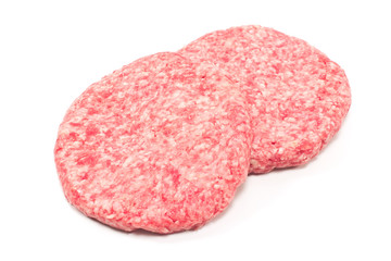 Raw hamburger isolated on white background