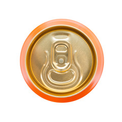 Orange soft drink can.