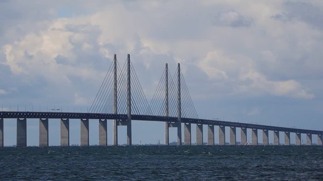 Cable-stayed bridge Öresund bridge between Malmö and Copenhagen Denmark Sweden